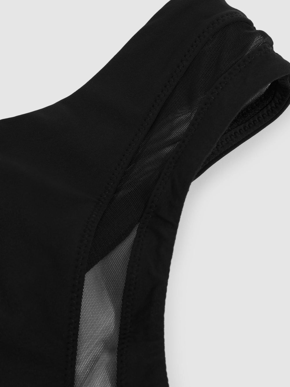 Reiss | One Shoulder Mesh Panel Swimsuit in Black