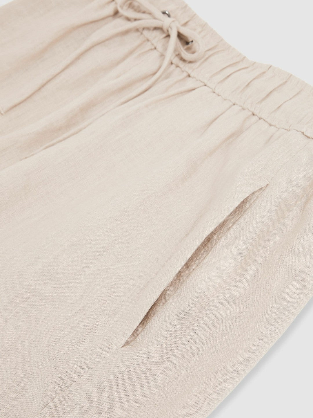 Reiss | Linen-Blend Drawstring Shorts in Neutral