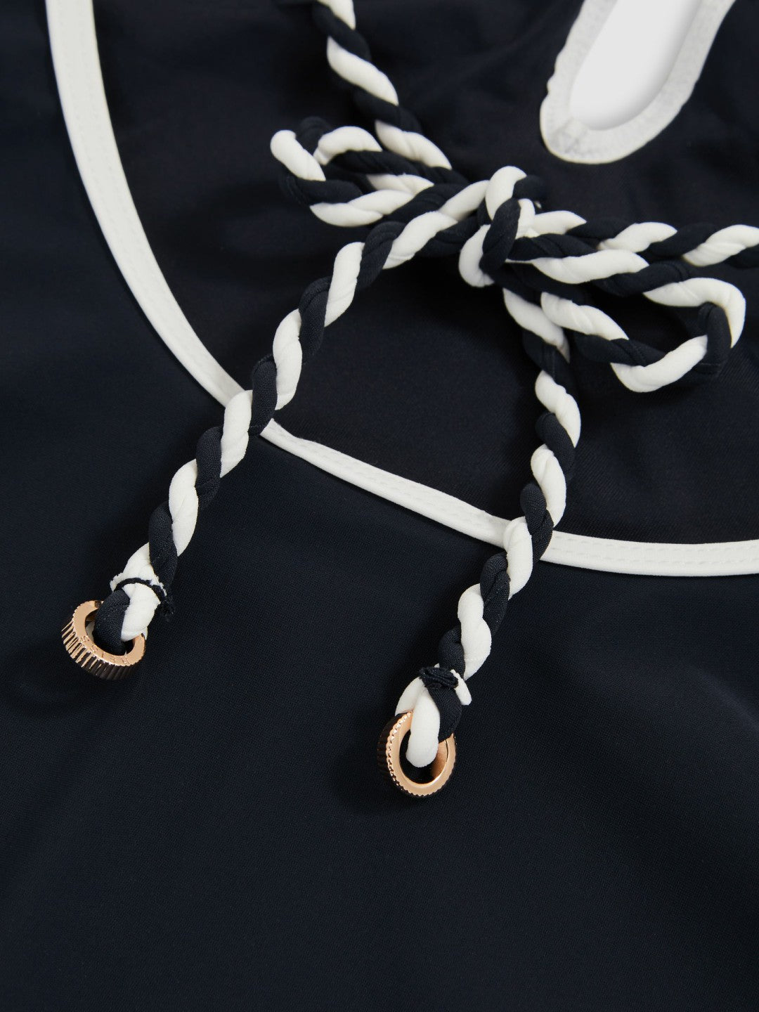 Reiss | Contrast-Trim Plunge-Neck Swimsuit in Navy/White