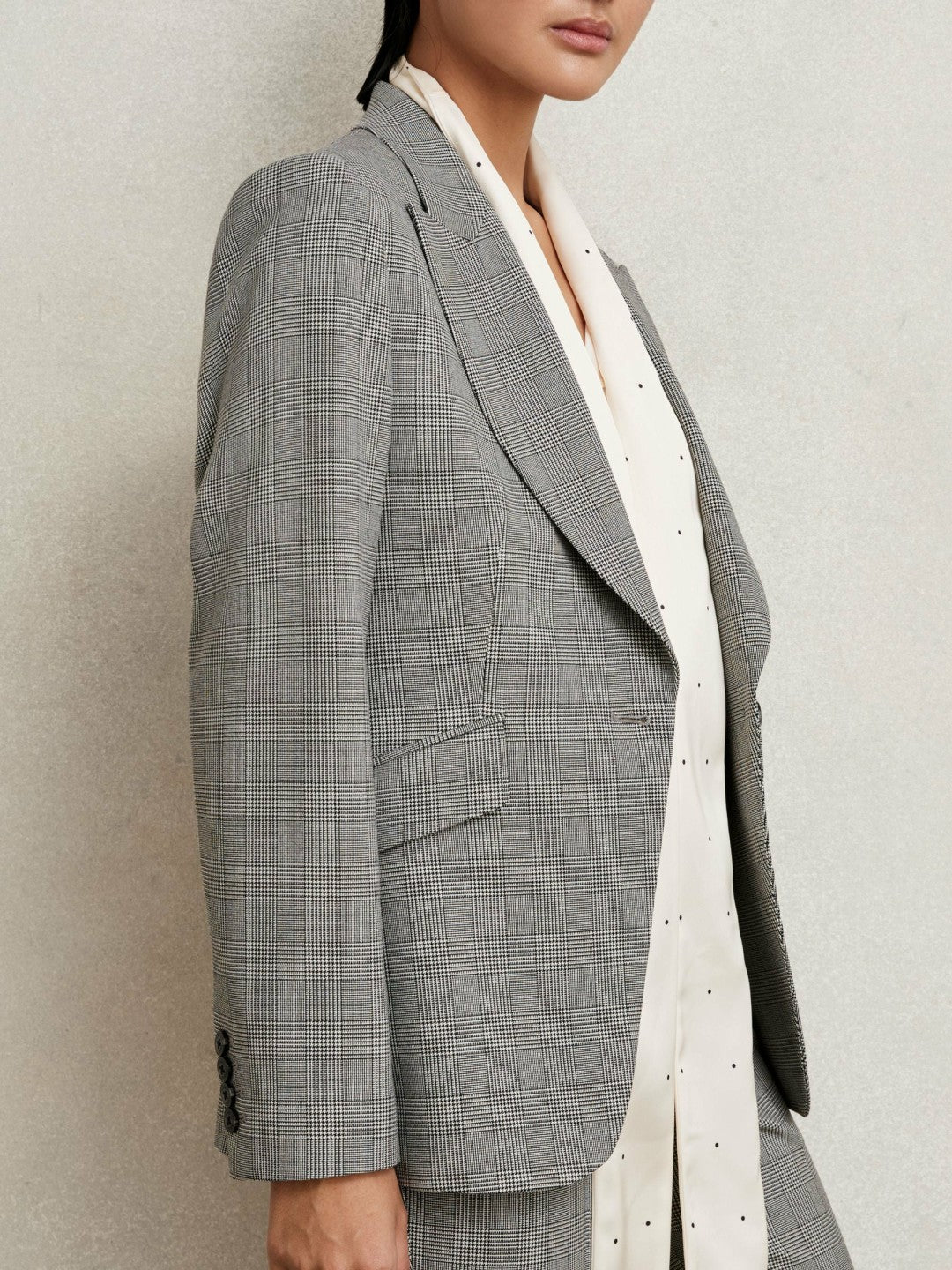 Reiss | Single-Breasted Check Suit Blazer in Grey