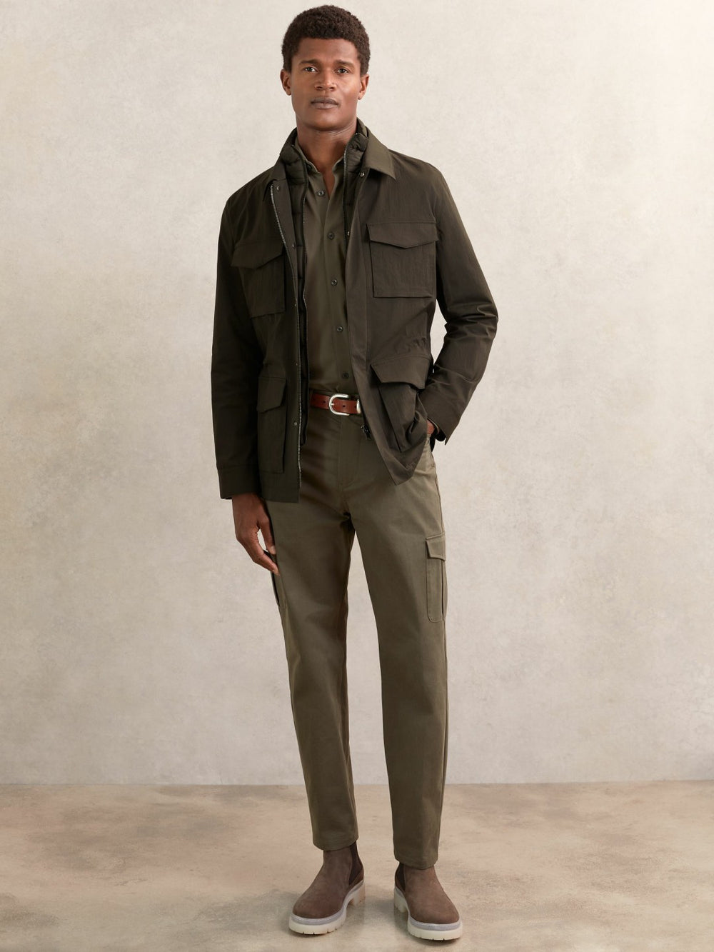 Reiss | Removable-Gilet Safari Jacket in Green
