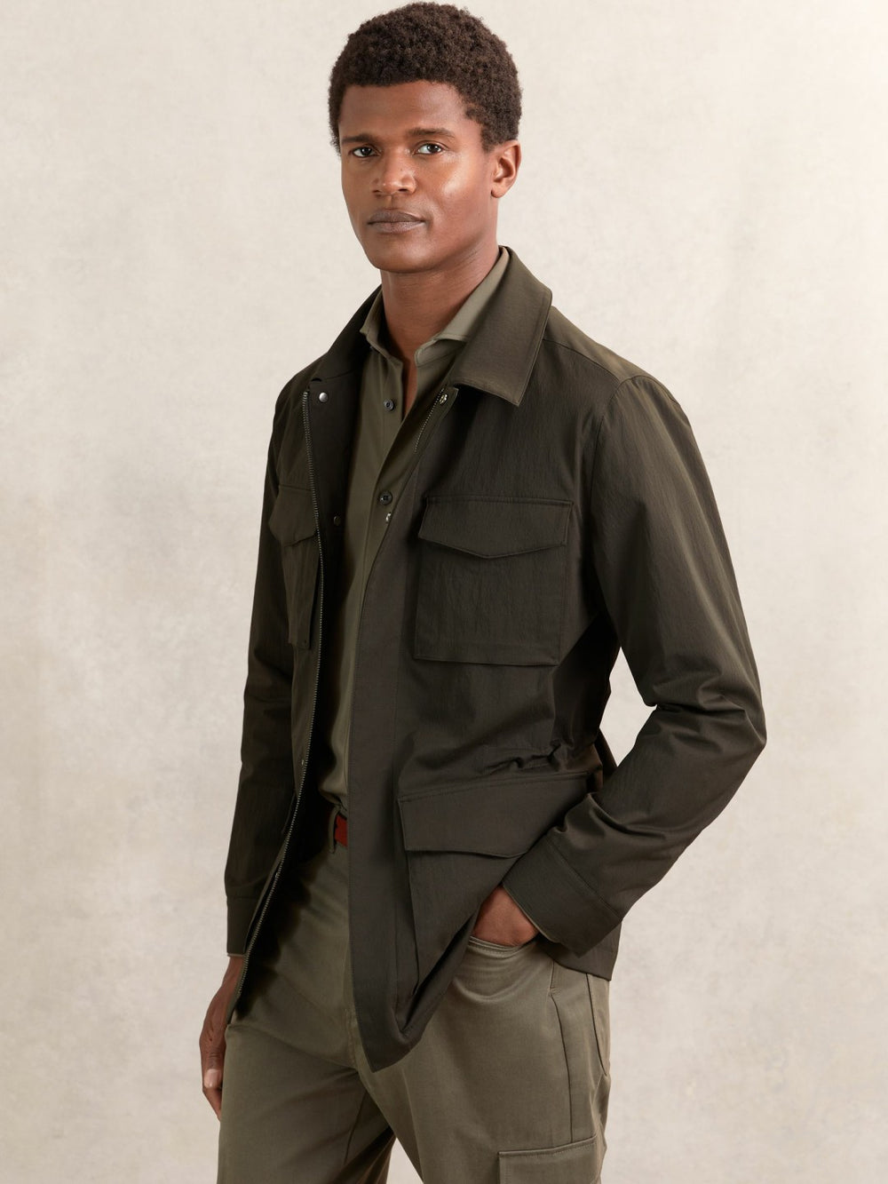 Reiss | Removable-Gilet Safari Jacket in Green