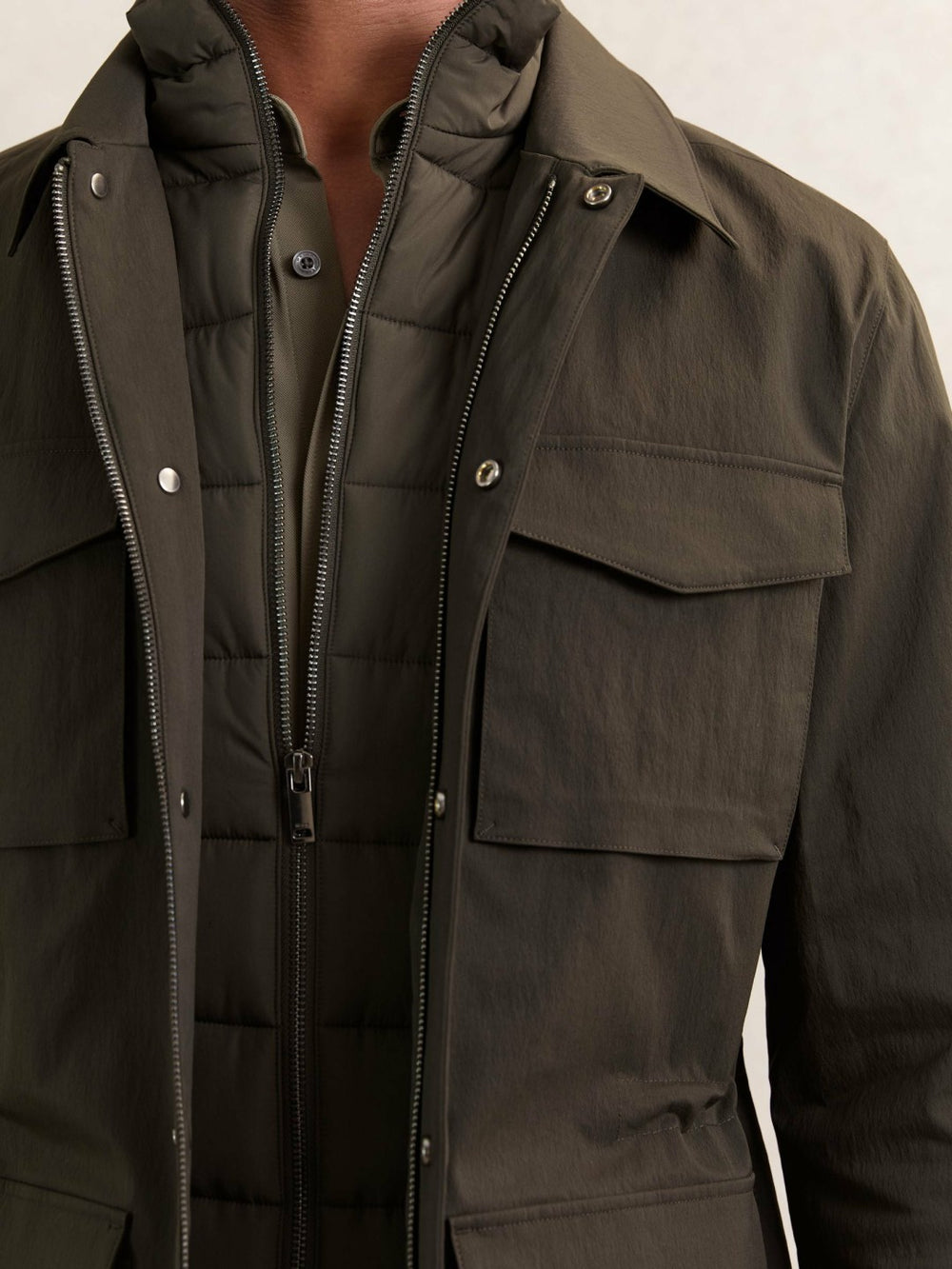 Reiss | Removable-Gilet Safari Jacket in Green