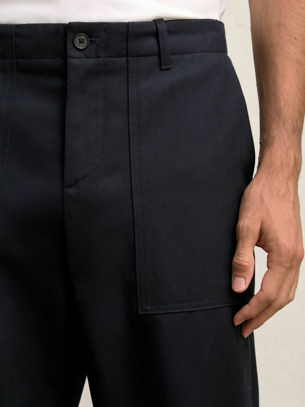 Reiss | Lyocell Cotton Wide Utility Trousers in Navy
