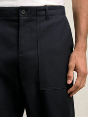 Reiss | Lyocell Cotton Wide Utility Trousers in Navy