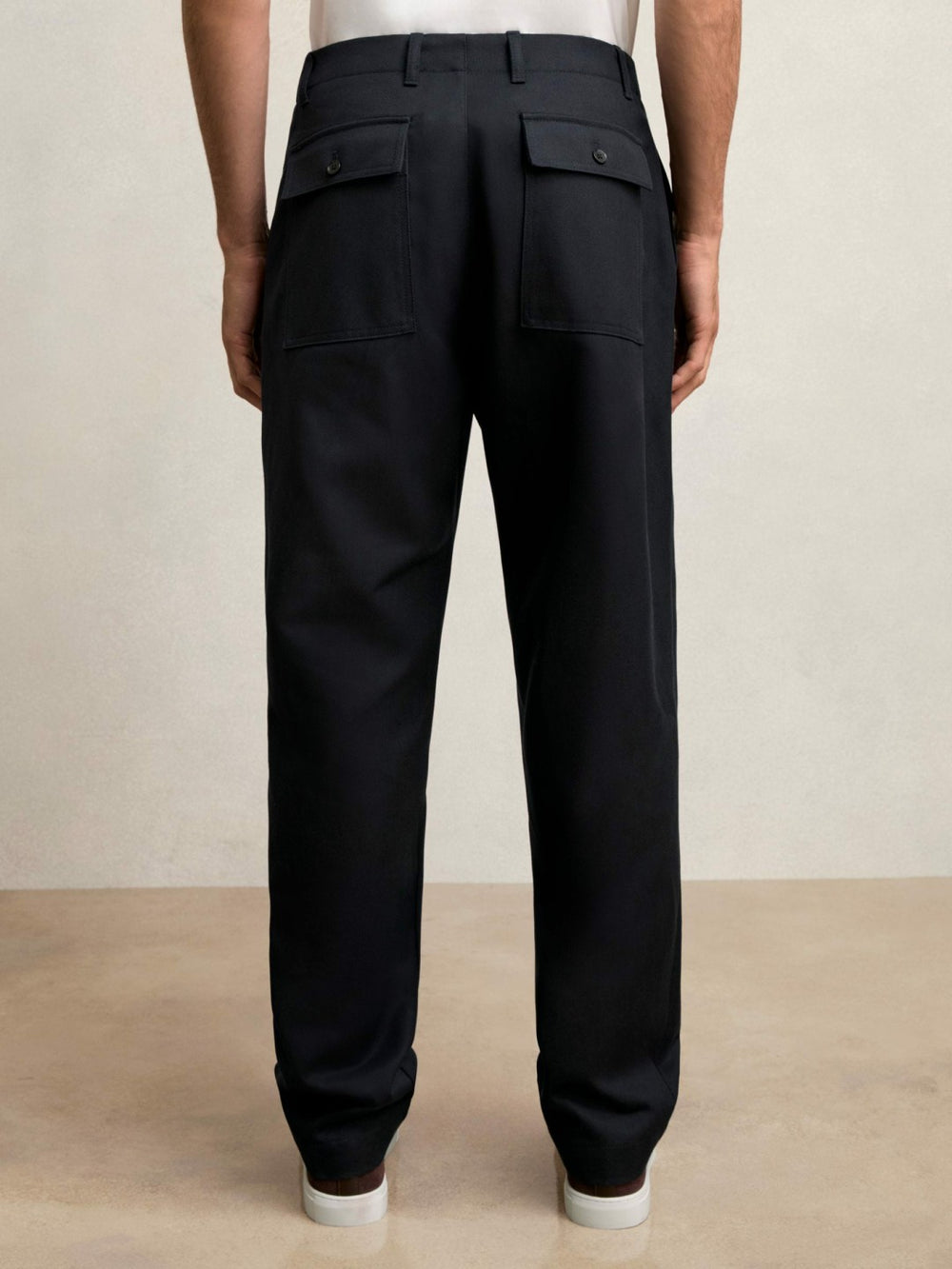 Reiss | Lyocell Cotton Wide Utility Trousers in Navy