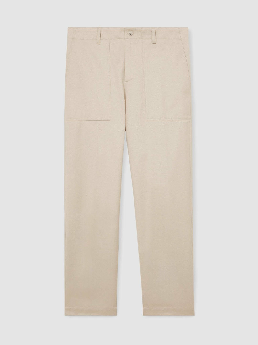 Reiss | Lyocell Cotton Wide Utility Trousers in Ecru