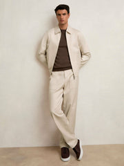 Reiss | Lyocell Cotton Wide Utility Trousers in Ecru