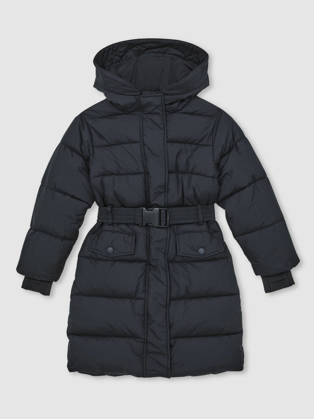 Reiss | Longline Hooded Puffer Coat in Navy