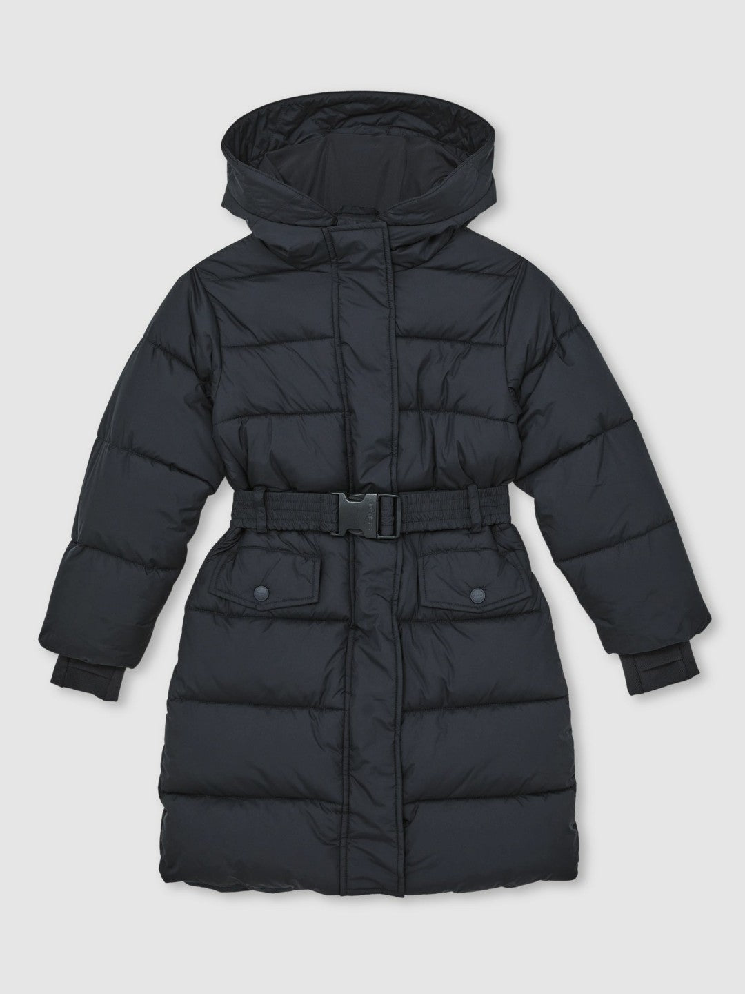 Reiss | Longline Hooded Puffer Coat in Navy