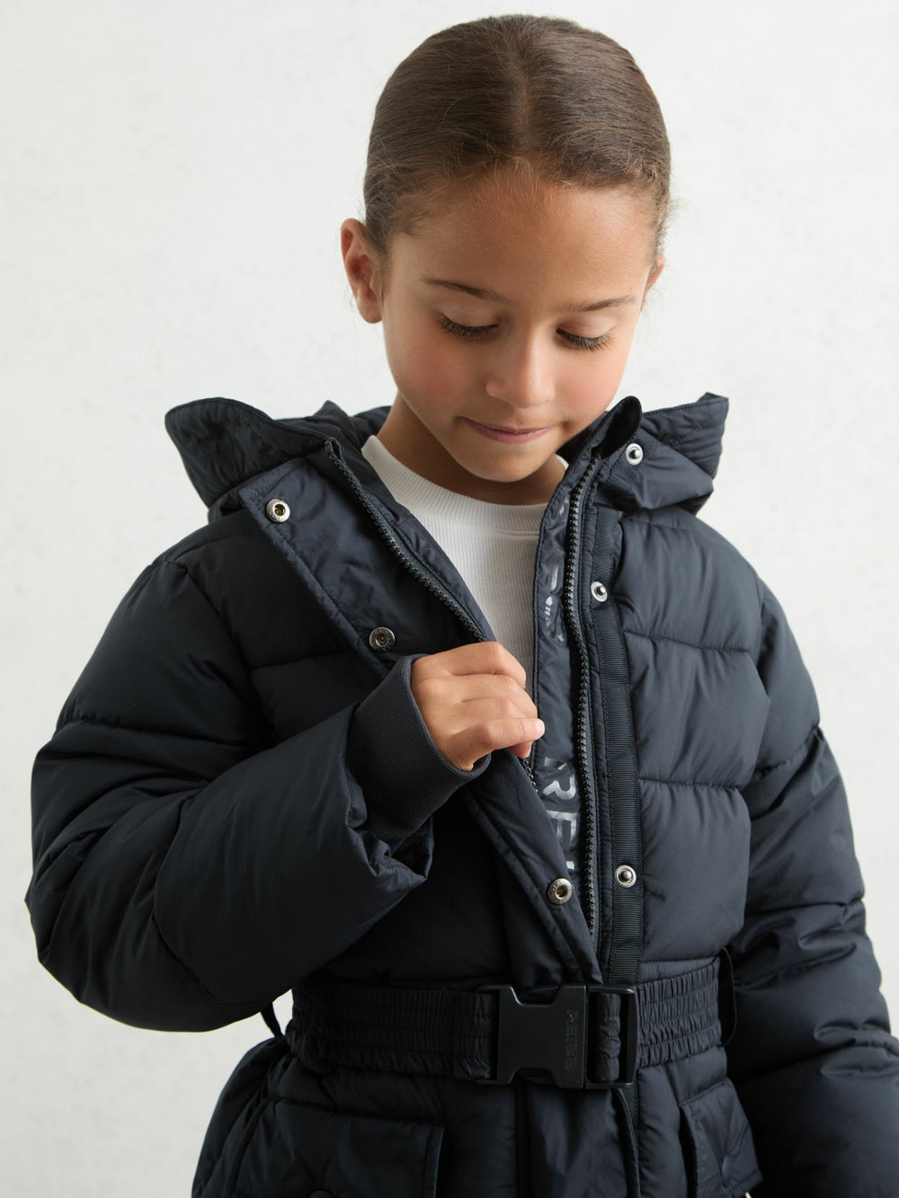 Reiss | Longline Hooded Puffer Coat in Navy