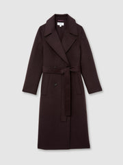 Reiss | Double-Breasted Blindseam Coat Wool-Blend in Aubergine
