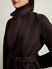 Reiss | Double-Breasted Blindseam Coat Wool-Blend in Aubergine