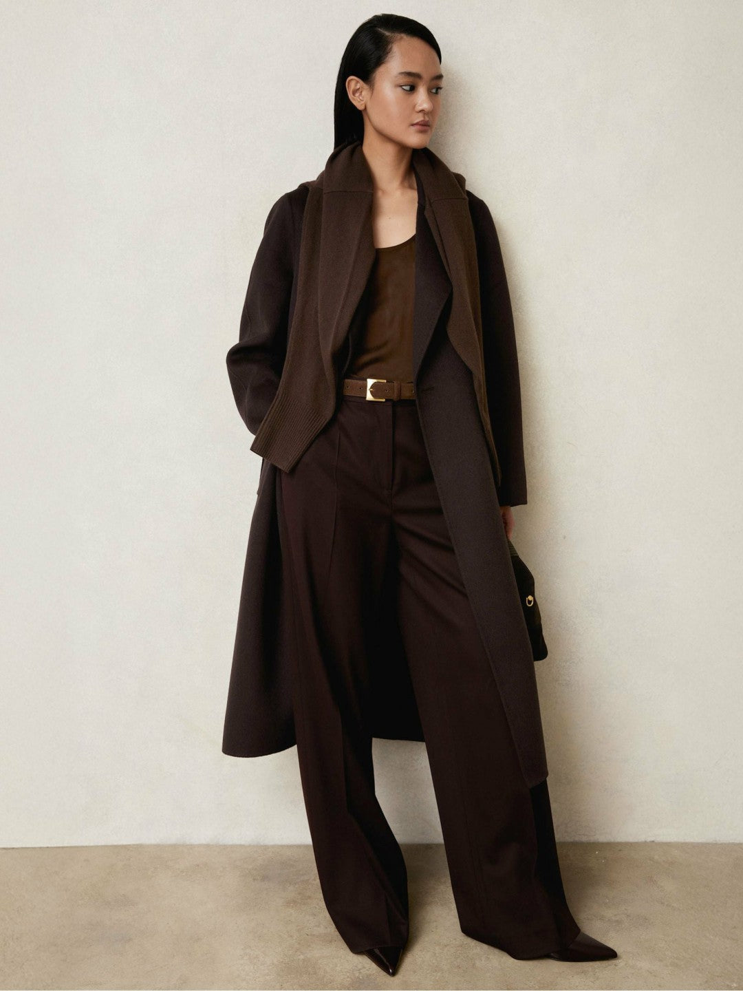 Reiss | Double-Breasted Blindseam Coat Wool-Blend in Aubergine