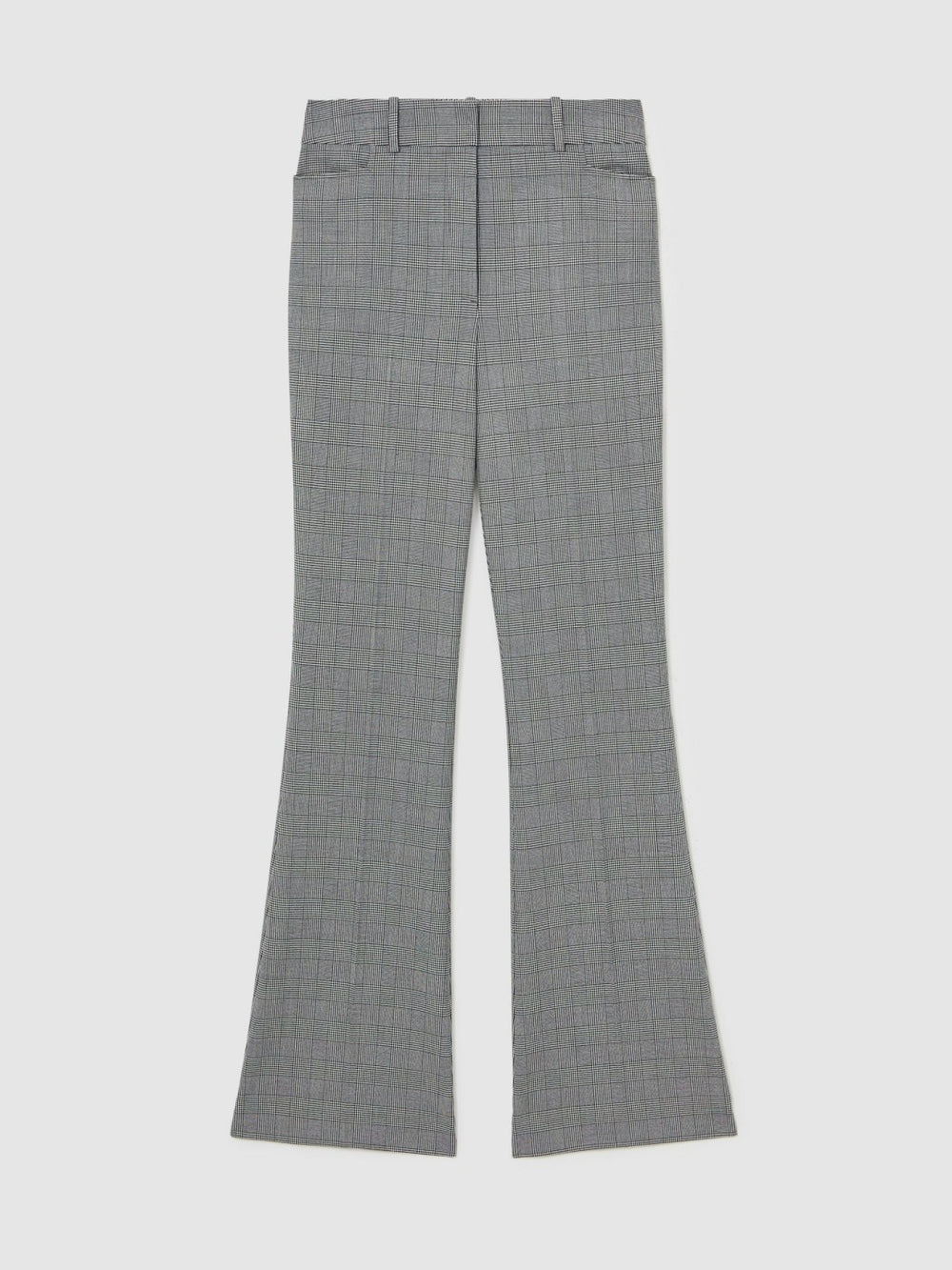 Reiss | Check Flared Suit Trousers in Grey