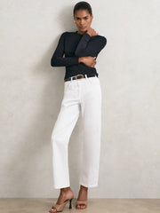 Reiss | Cotton Crew-Neck Long-Sleeve T-Shirt With Stretch in Black