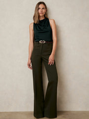 Reiss | Cotton-Blend Cowl-Neck Sleeveless Top in Green