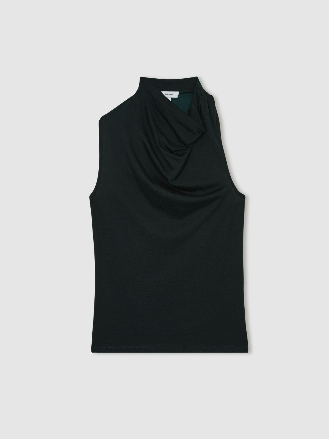 Reiss | Cotton-Blend Cowl-Neck Sleeveless Top in Green