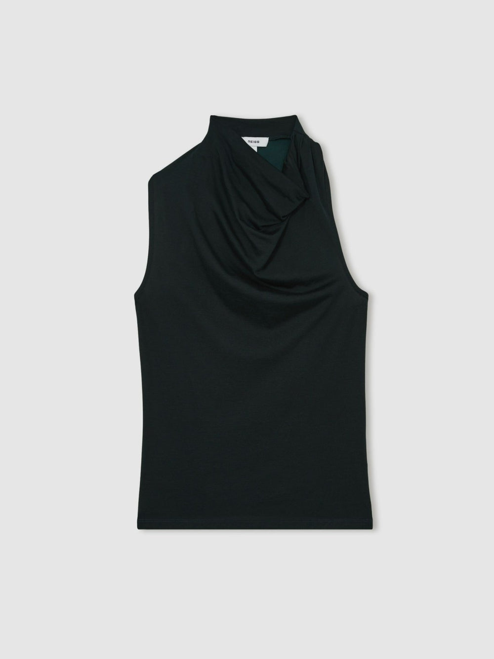 Reiss | Cotton-Blend Cowl-Neck Sleeveless Top in Green
