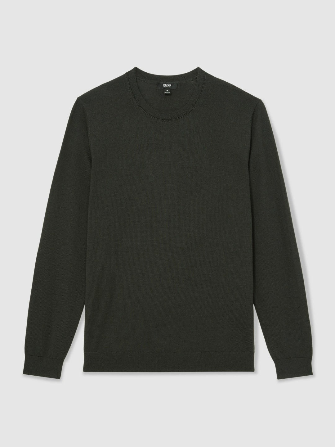 Reiss | Merino Wool Crew Neck Jumper in Dark Military Green