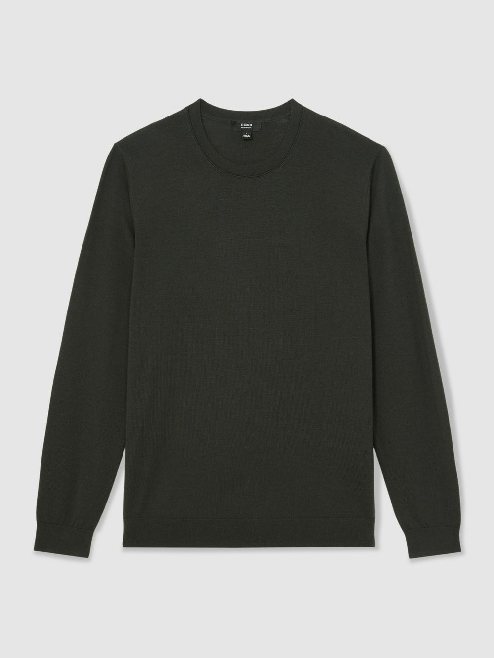 Reiss | Merino Wool Crew Neck Jumper in Dark Military Green