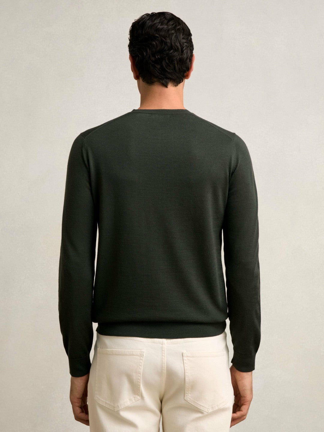 Reiss | Merino Wool Crew Neck Jumper in Dark Military Green