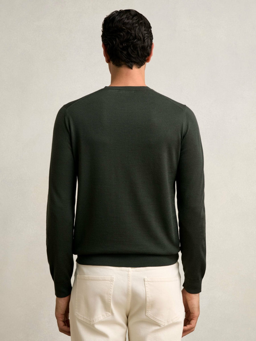 Reiss | Merino Wool Crew Neck Jumper in Dark Military Green