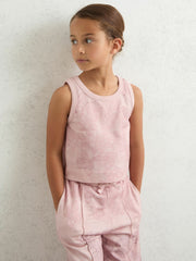 Reiss | 9-13 yrs Cotton Floral Vest and Joggers Set in Pink Print