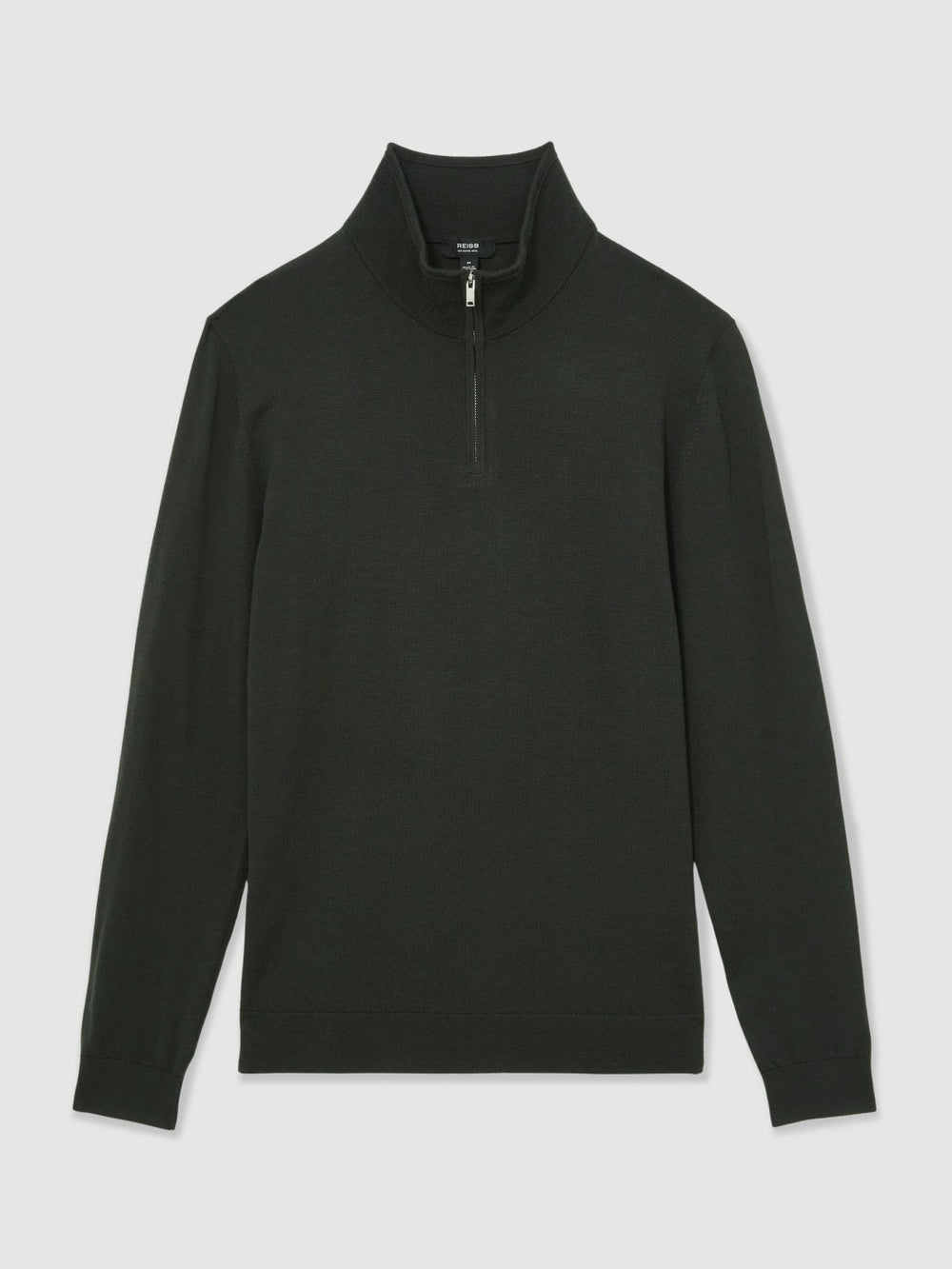 Reiss | Merino Wool Half-Zip Jumper in Dark Military Green