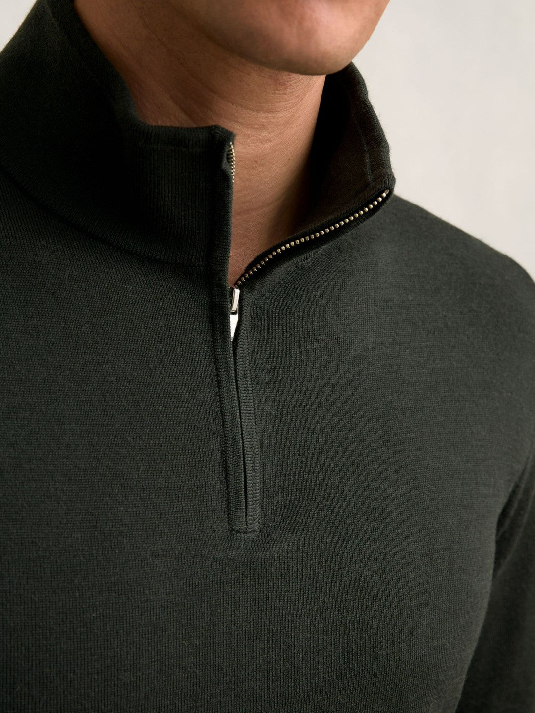 Reiss | Merino Wool Half-Zip Jumper in Dark Military Green