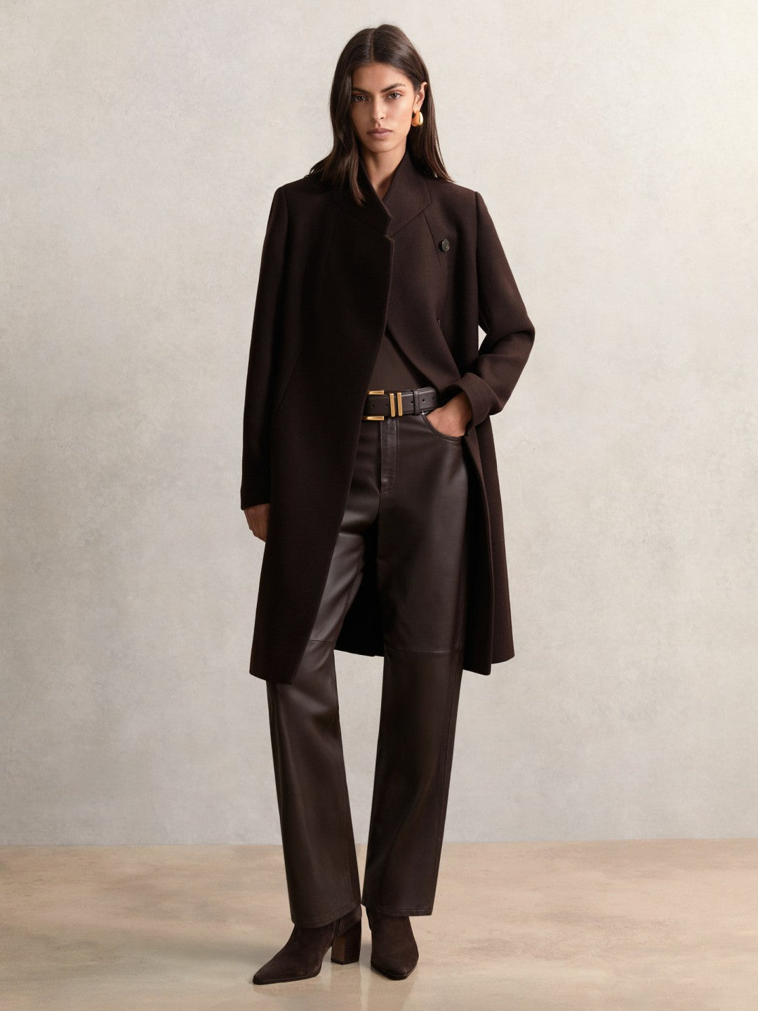 Reiss | Petite Coat in Chocolate Brown