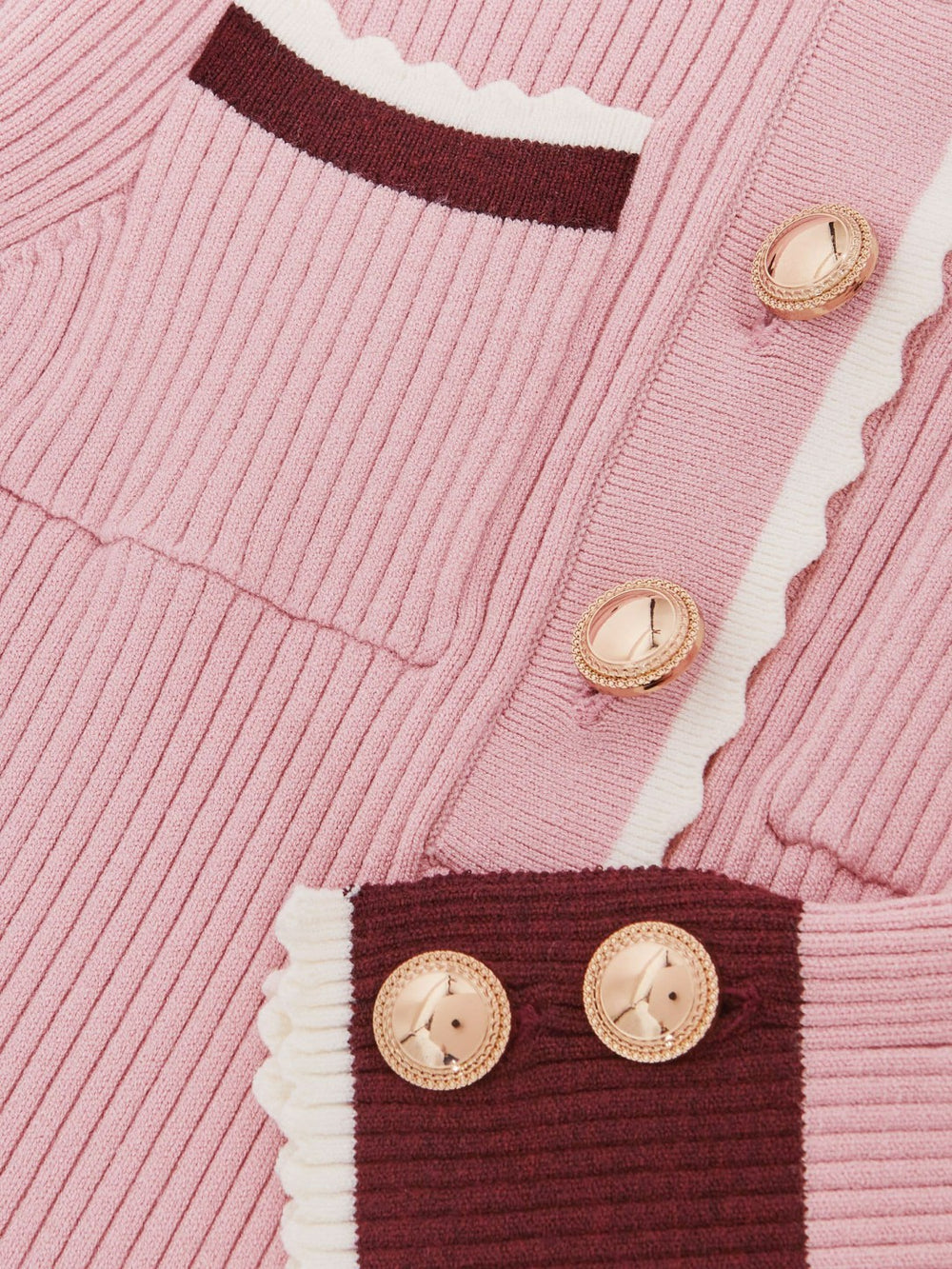 Reiss | 9-13 yrs Scallop-Trim Rib-Knit Dress in Pink
