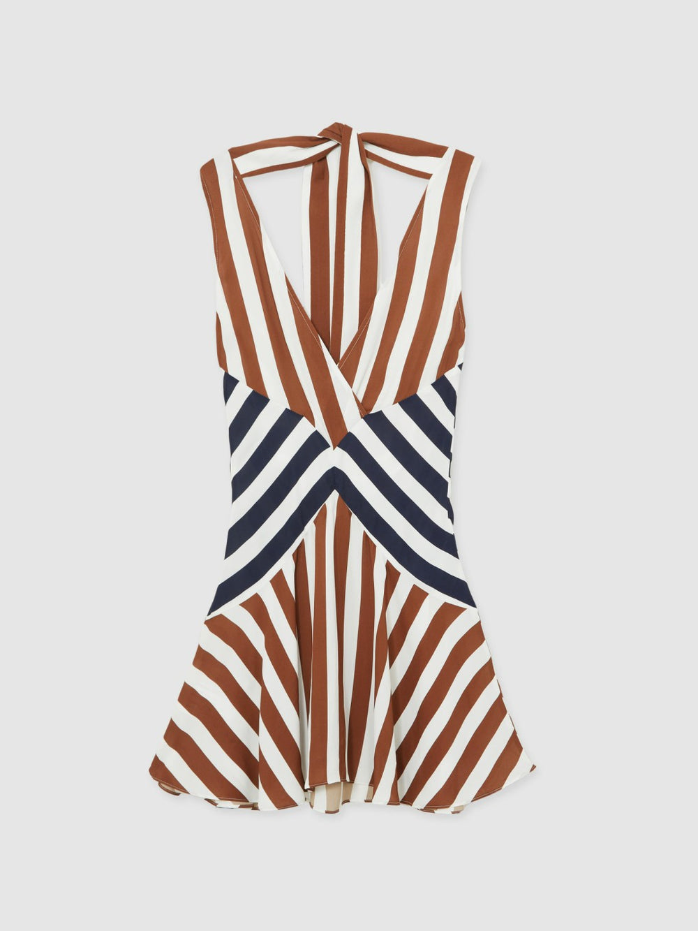 Reiss | Stripe-Print Sleeveless Mini Dress in Brown/Navy