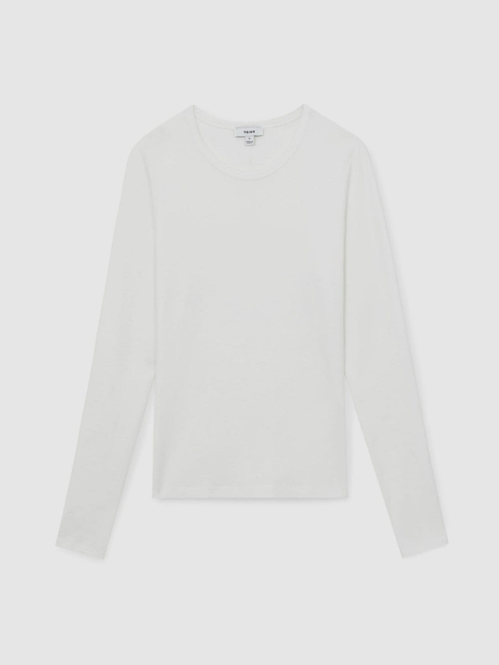 Reiss | Cotton Crew-Neck Long-Sleeve T-Shirt With Stretch in White