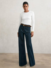 Reiss | Cotton Crew-Neck Long-Sleeve T-Shirt With Stretch in White