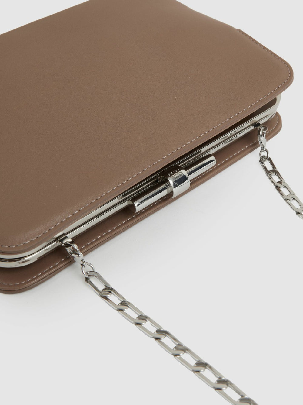 Reiss | Leather Frame Clutch Bag in Neutral