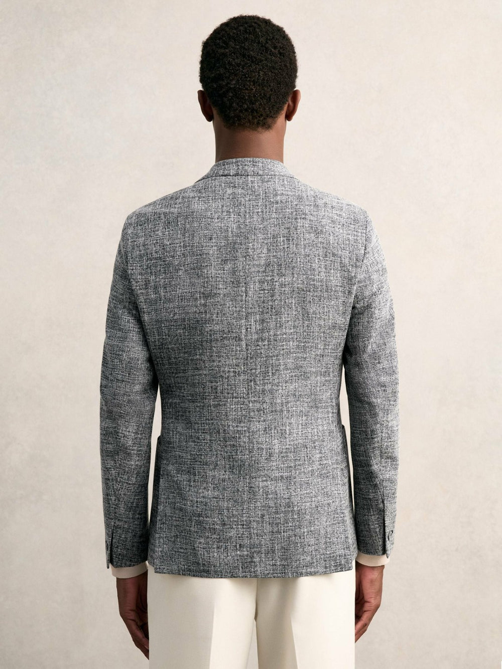 Reiss | Single-Breasted Textured Mélange Blazer Slim-Fit in Navy Melange