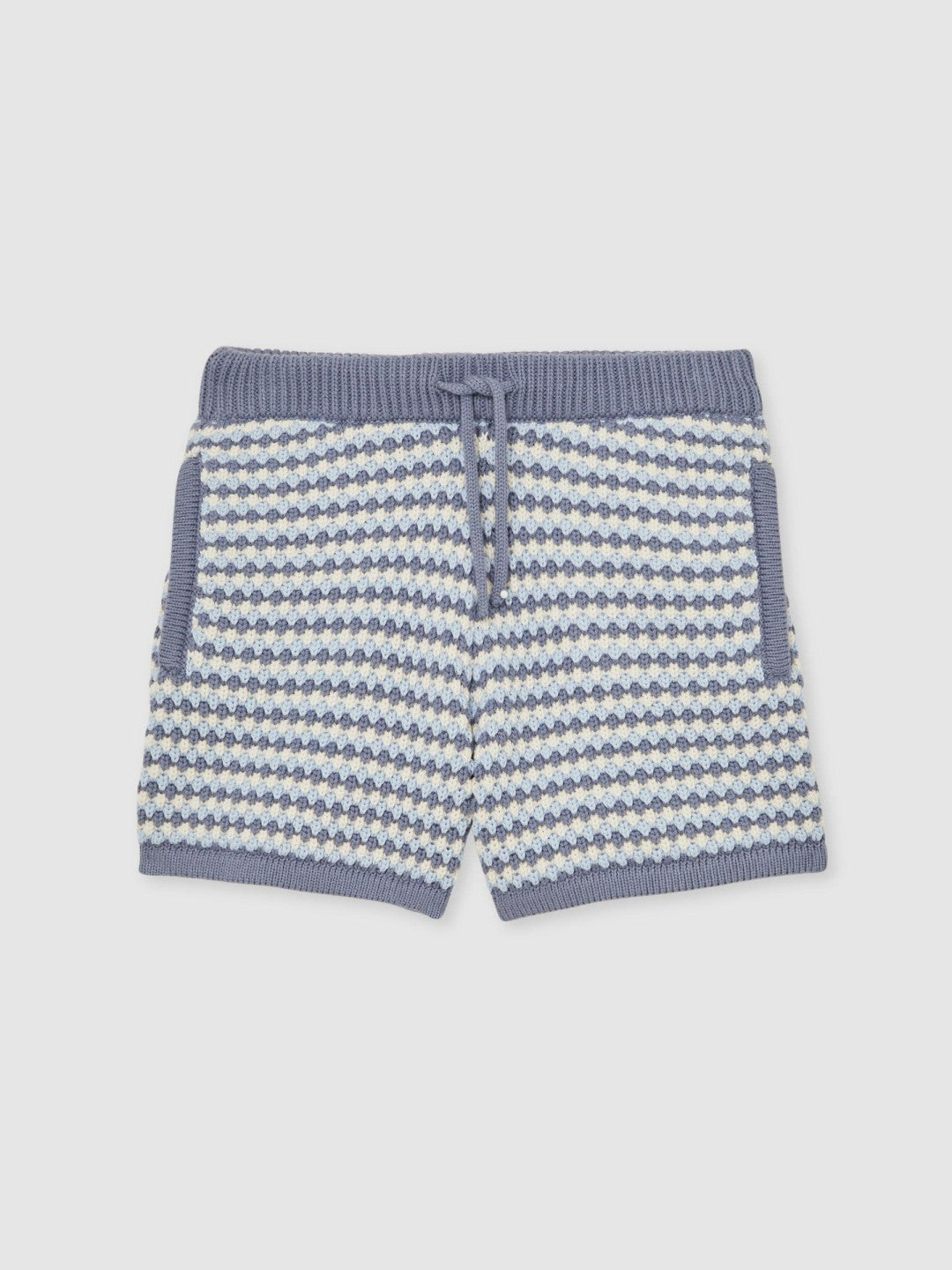Reiss | 3-9 yrs Cotton-Blend Knitted Stripe Shorts in Blue/White