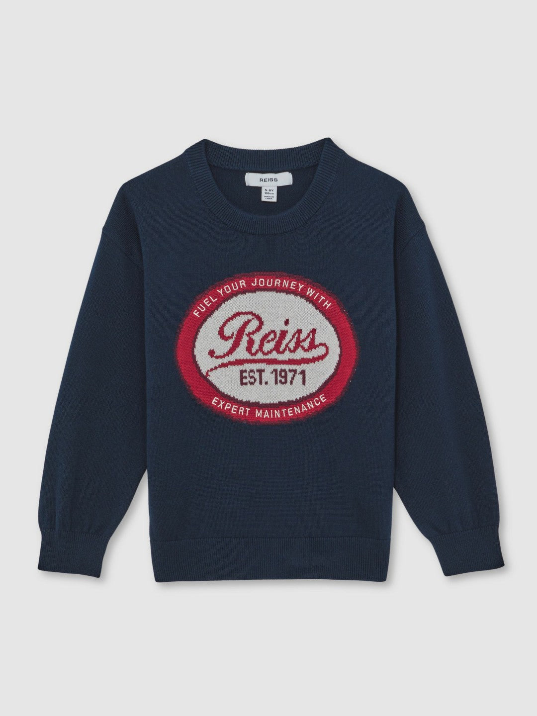 Reiss | 13-14 yrs Cotton Motor Cars Logo Jumper in Navy