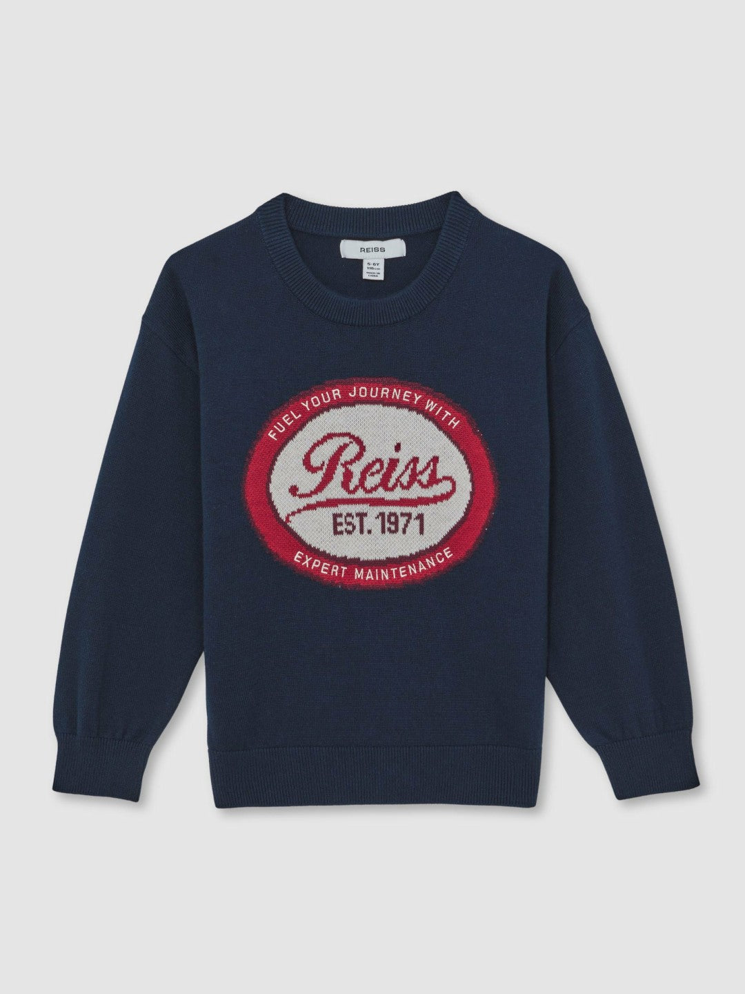 Reiss | 3-9 yrs Cotton Motor Cars Logo Jumper in Navy