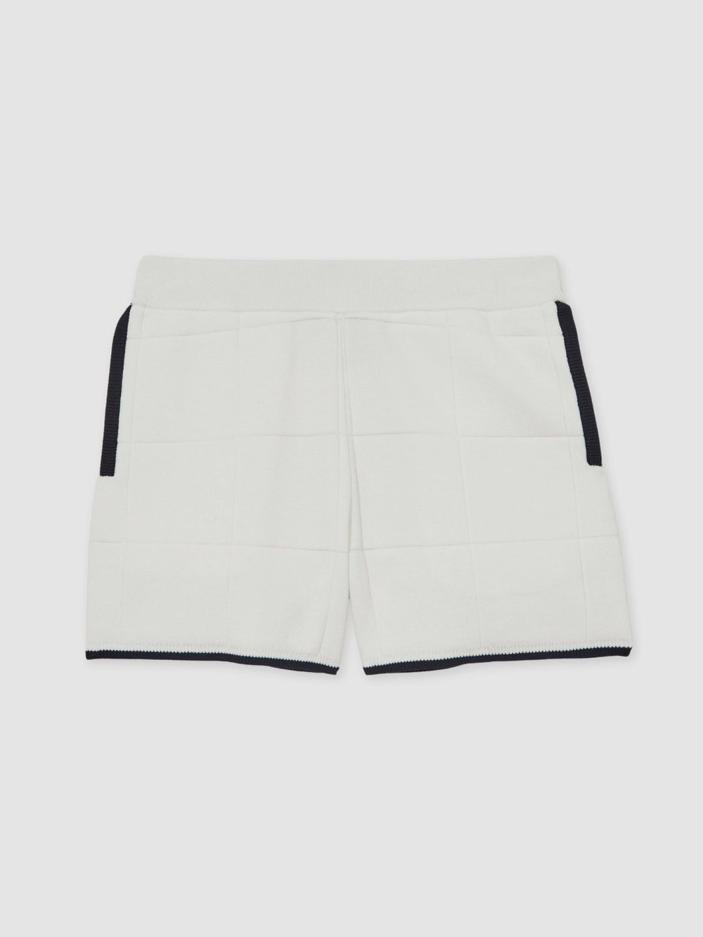Reiss | 9-12 yrs Tipped Knit Stitch-Detail Shorts in White/Navy