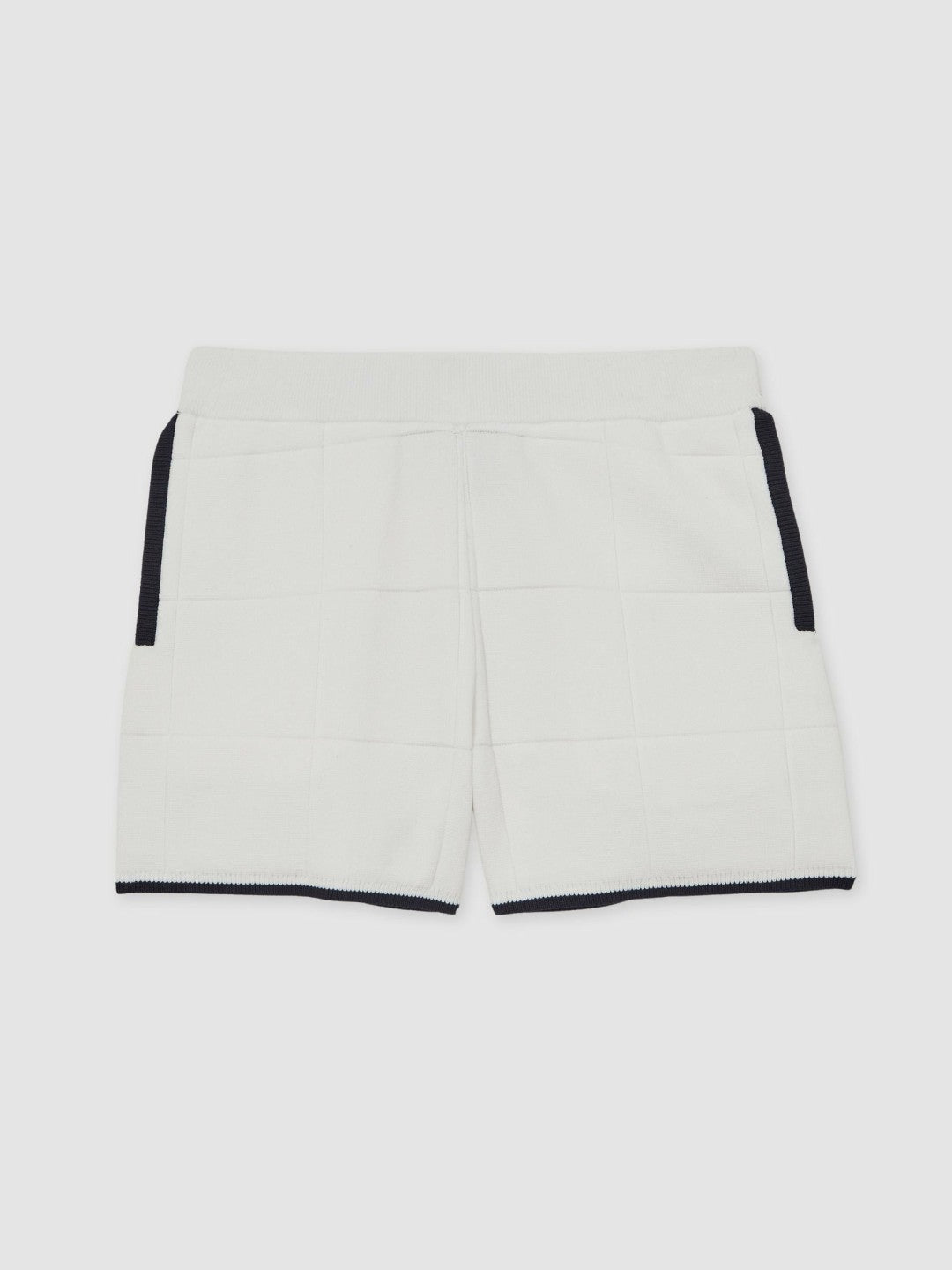Reiss | 9-12 yrs Tipped Knit Stitch-Detail Shorts in White/Navy