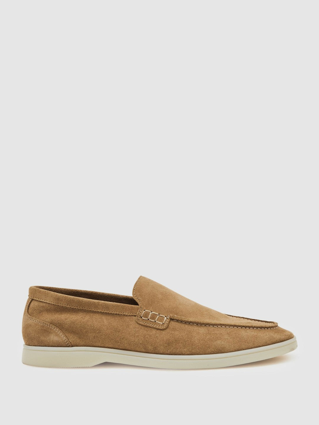 Reiss | Suede Slip-On Loafers in Stone