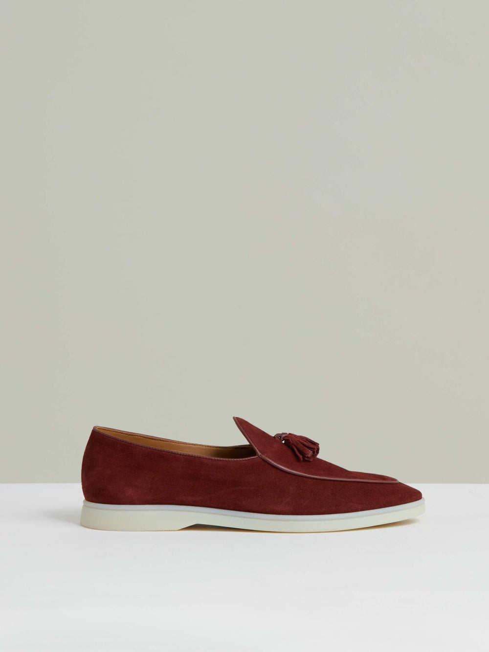 Reiss | Suede Tassel Loafers in Maroon Red