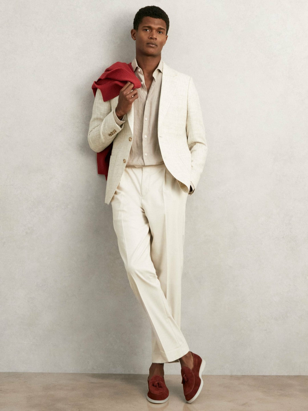 Reiss | Suede Tassel Loafers in Maroon Red