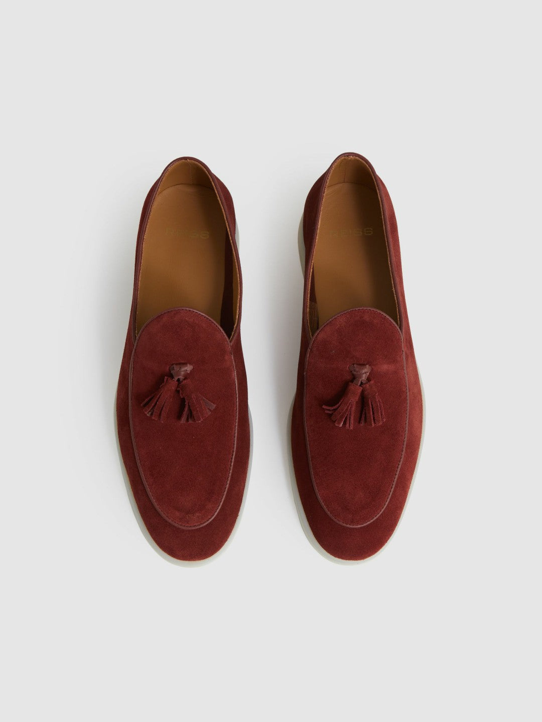 Reiss | Suede Tassel Loafers in Maroon Red