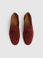 Reiss | Suede Tassel Loafers in Maroon Red