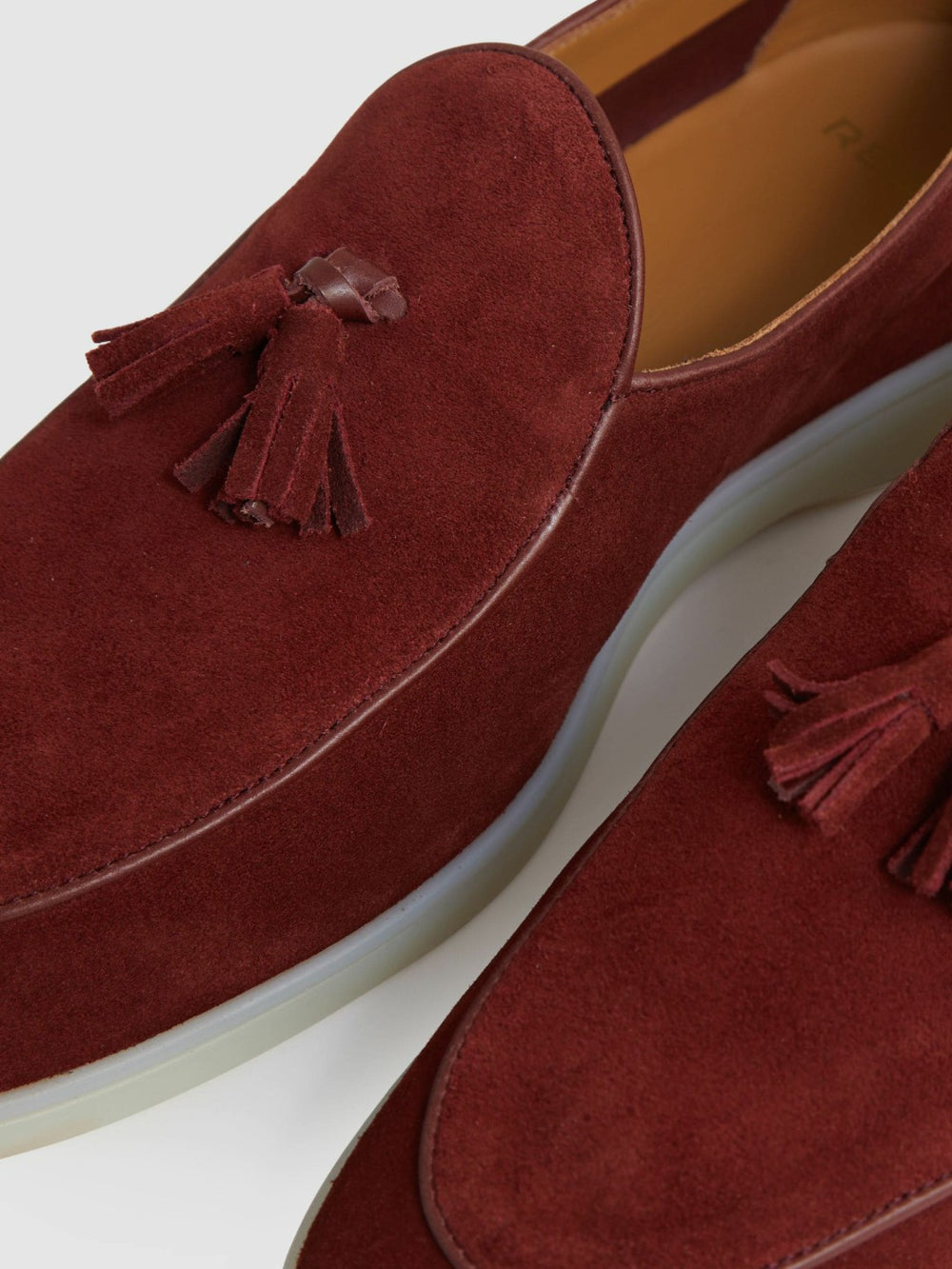 Reiss | Suede Tassel Loafers in Maroon Red