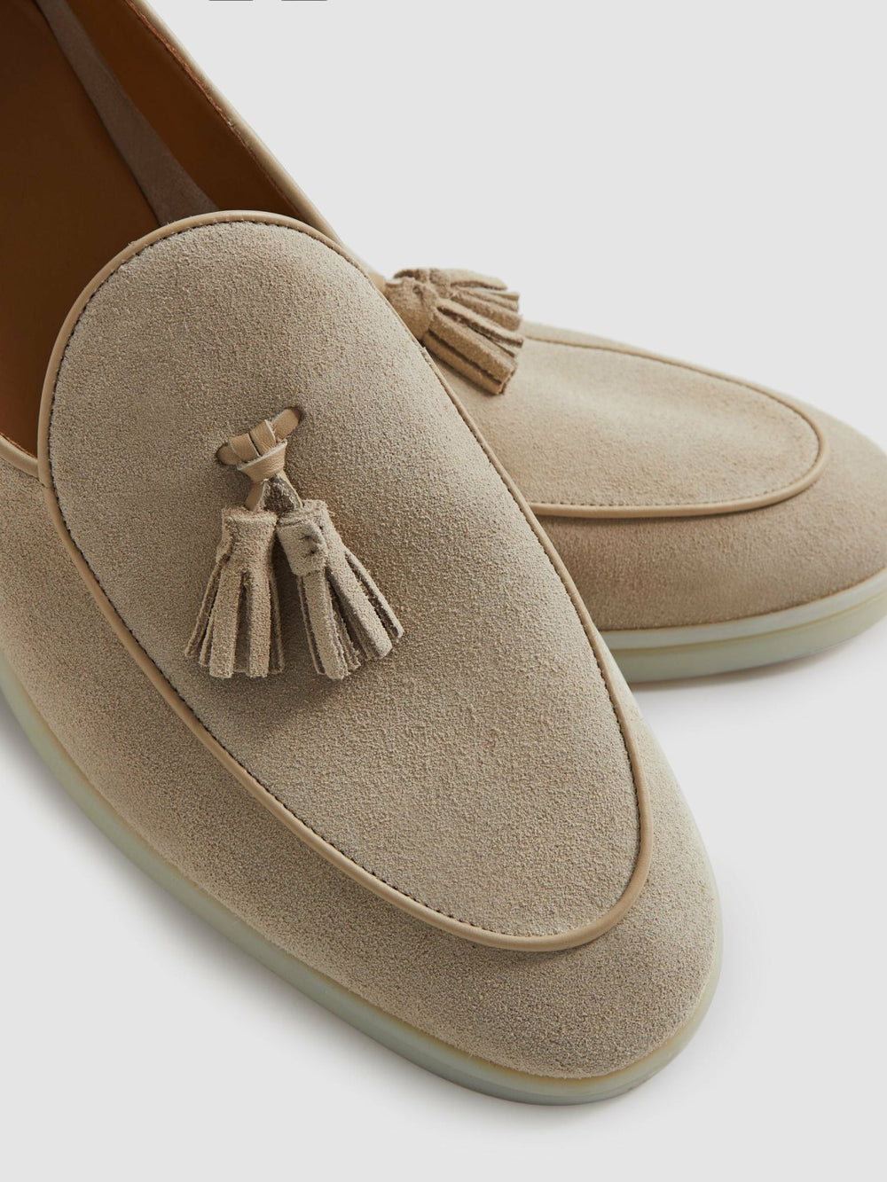Reiss | Suede Tassel Loafers in Light Stone