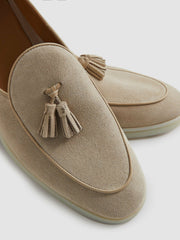 Reiss | Suede Tassel Loafers in Light Stone